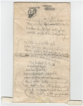 Shel Silverstein Hand Written Four Stanza Poem (University Archives LOA)
